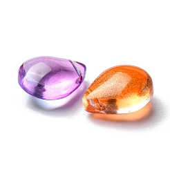 透明なガラスビーズを電気  トップ掘削  ティアドロップ  混合スタイル  ミックスカラー  12x9x6mm  穴：1mm&nbsp;EGLA-YW0001-57