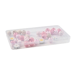 34Pcs Printed Schima Wood Beads Sets&nbsp;WOOD-FS0002-47