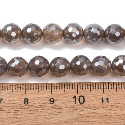 電気メッキ天然石瑪瑙ビーズ連売り  ラウンド  多面カット  パール光沢メッキ  グレー  7.5~8mm  穴：1~1.2mm  約48~49個/連  14.96''~15.24''（38~38.7センチメートル）&nbsp;G-B191-A07-8mm-05
