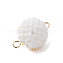 Halloween Glass Peal & Glass Seed Beaded Round Eye Links Connector Charms&nbsp;PALLOY-MZ00948-03