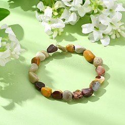 天然アラシャンアゲートビーズのストレッチブレスレット（女性用・男性用）  ナゲット  内径：1.97インチ（5cm）&nbsp;BJEW-JB13834