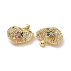 Brass Cubic Zirconia Pendants&nbsp;KK-G453-25G