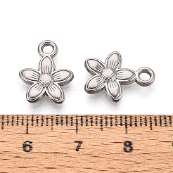 変色しない304ステンレススチールチャーム  花のチャーム  ステンレス鋼色  14.5x11.5x2.5mm  穴：2mm&nbsp;STAS-N103-112P