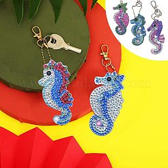 DIY 5D ダイヤモンド塗装キーホルダー  トレイプレート付き  ドリルポイントの釘のツール  DIYキーホルダーギフト  刺繍工芸用  ミックスカラー&nbsp;DIY-WH0161-59