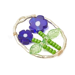 Glass Seed Beaded & Handmade Millefiori Glass Pendants&nbsp;PALLOY-MZ00901-02