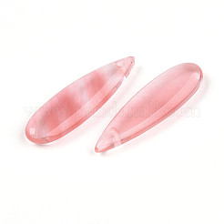 チェリークォーツガラスペンダント  ティアドロップチャーム  34~36x10~10.5x4.5~5.5mm  穴：0.8~1.2mm&nbsp;G-N348-02B