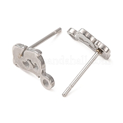 304ステンレススチールスタッドピアス金具  カン付き  ステンレス鋼色  イルカ  11x8mm  穴：1.2mm  ピン：10x0.8mm&nbsp;SA-CBA4E98-01A-P