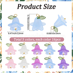 80Pcs 5 Colors Transparent Acrylic Pendants&nbsp;OACR-BM0001-05