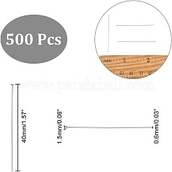 304ステンレススチールフラットヘッドピン500個  ステンレス鋼色  40x0.6mm  ヘッド：1.5mm&nbsp;STAS-UN0046-82