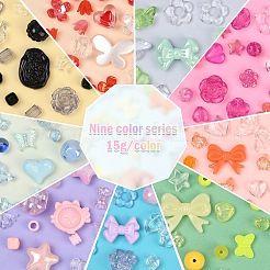 DIY ハート & 花 & 丸いアクリルビーズ & 合金キーホルダー作成キット  ミックスカラー  8~113x8~43.5x0.7~16mm  穴：1.2~4mm&nbsp;DIY-YW0010-88
