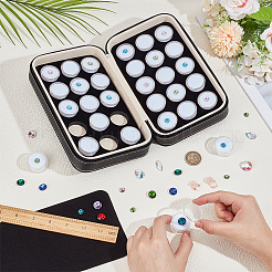 合成皮革の箱  プラスチックビーズ容器30個付き  長方形  ホワイト  22x13x6.5cm&nbsp;CON-WH0086-155B