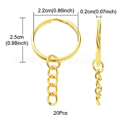 20Pcs Iron Split Key Rings&nbsp;IFIN-YW0003-01G