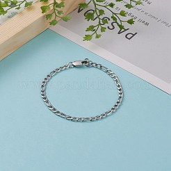 変色しにくいメンズ 304 ステンレス フィガロ チェーン  カーブチェーンブレスレット  カニカン付き  ステンレス鋼色  8-1/2インチ（21.5cm）&nbsp;BJEW-JB05841-02