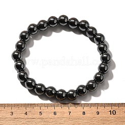合成ヘマタイト ラウンド ビーズ ストレッチ ブレスレット  女性のための  内径：2インチ（5.2cm）  ビーズ：8mm&nbsp;BJEW-F203-10
