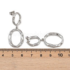 304ステンレススチール製オーバルダングルスタッドピアス  ステンレス鋼色  40x17mm&nbsp;EJEW-I319-02P
