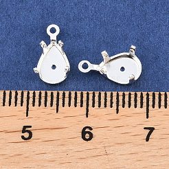 プロングセッティングで真鍮縫い  先のとがったラインストーンの爪のセッティング  ティアドロップチャーム  カドミウムフリー＆鉛フリー  925銀メッキ  10.5x5.5x5mm  穴：0.9mm&nbsp;KK-C163-13B-S