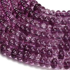 染色された天然石風ガラスビーズの連  ロンデル  パープル  8~8.5x4.5~5mm  穴：1.2mm  約79個/連  14.57''（37センチメートル）&nbsp;GL-Z001-03A-05