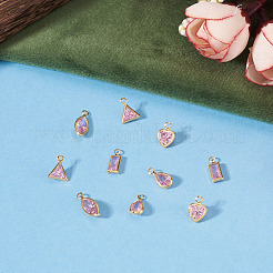 10Pcs 5 Styles Brass Cubic Zirconia Pendants&nbsp;KK-TADJ0001-30A
