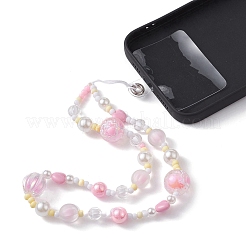 アクリルビーズのモバイルストラップ  編組ナイロン糸モバイルアクセサリー装飾  カラフル  24.9cm&nbsp;HJEW-JM01229