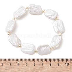 Natural Nucleated Baroque Keshi Pearl & Non-magnetic Synthetic Hematite Beaded Stretch Bracelets for Women&nbsp;BJEW-JB13560-02