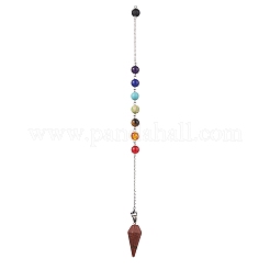 Chakra Synthetic & Natural Mixed Gemstone Pointed Dowsing Pendulums&nbsp;PALLOY-JF02608-02