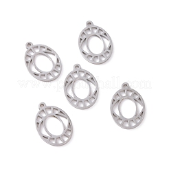 変色しない中空201ステンレススチールペンダント  眼の楕円  ステンレス鋼色  19x13x1mm  穴：1.5mm&nbsp;STAS-G273-03P