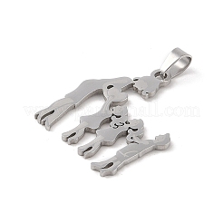 変色しない母の日 304 ステンレススチールペンダント  レーザー切断  母と子の魅力  ステンレス鋼色  32x27.5x1mm  穴：6x4mm&nbsp;STAS-U002-04P