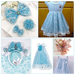 Snowflake Pattern Polyester Mesh Fabric&nbsp;DIY-WH0387-87