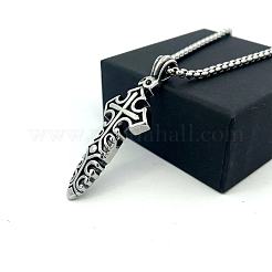 Vintage 304 Stainless Steel Cross Short Sword Pendant Necklaces for Men&nbsp;HZ0891