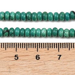 染色された天然マグネサイトビーズ連売り  ロンデル  ライトシーグリーン  4~4.5x2~2.5mm  穴：0.8~1mm  約166個/連  15.08インチ（38.3cm）&nbsp;G-K343-C54-01