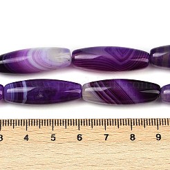 天然石縞瑪瑙/バンデットアゲートビーズ連売り  染め  ライス  パープル  30x10mm  穴：1.2mm  約13個/連  15.35''（39センチメートル）&nbsp;G-S280-10B
