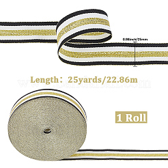 25ヤードのポリエステルリボン  刺繍入りの織りリボン  ホワイト  1インチ（25mm）&nbsp;OCOR-CY0003-81B
