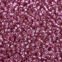 MIYUKIラウンドロカイユビーズ  日本製シードビーズ  （rr1338)染めのシルバーラインローズ  11/0  2x1.3mm  穴：0.8mm  約1100PCS /ボトル  10 G /ボトル&nbsp;SEED-JP0008-RR1338