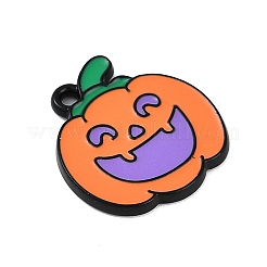 ハロウィーンテーマのスプレー塗装合金エナメルペンダント  鉛フリー、カドミウムフリーのチャーム  カボチャ  18x16x1.8mm  穴：1.4mm&nbsp;PALLOY-D029-01E-RS