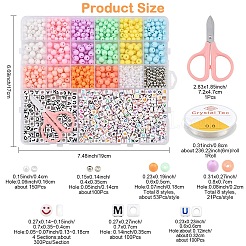 キットを作るDIYブレスレット  アクリル、CCBプラスチック、ABSプラスチックビーズを含む  クリスタル弾性ストレッチスレッド  ステンレス製のはさみ  ミックスカラー  6x5mm  穴：1.8mm&nbsp;DIY-YW0017-58