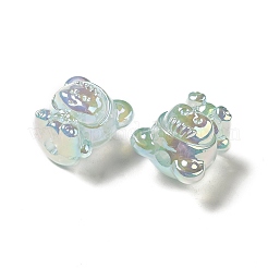 UVメッキレインボー虹色アクリルビーズ  クマの服を着た女の赤ちゃん  アクア  17.5x16.5x14mm  穴：3.5mm&nbsp;LS-PACR-M002-01A