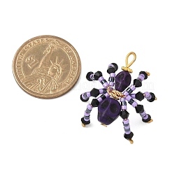 Halloween Theme Dyed Synthetic Turquoise & Glass Seed Beads Pendants&nbsp;PALLOY-MZ00774-06
