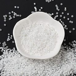 ガラスシードビーズ  不透明な色の虹  シリンダー  ホワイトスモーク  2.5x2mm  穴：1.4mm&nbsp;X-SEED-S042-13A-01
