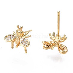 Brass Micro Pave Cubic Zirconia Stud Earring Findings&nbsp;X-KK-N233-044-01