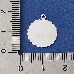 真鍮チャーム  カドミウムフリー＆鉛フリー  フラットラウンド  925銀メッキ  16x14x0.3mm  穴：1.2mm&nbsp;KK-P259-22S