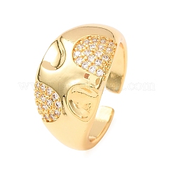 Brass Micro Pave Cubic Zirconia Open Cuff Rings for Women&nbsp;KK-CBA3D94-03G