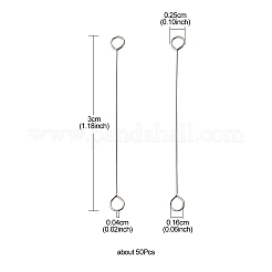 316サージカルステンレススチール製アイピン  ピアノ線9ピン  ステンレス鋼色  26ゲージ  30x2.5x0.4mm  穴：1.6mm&nbsp;STAS-YW0001-41A-P