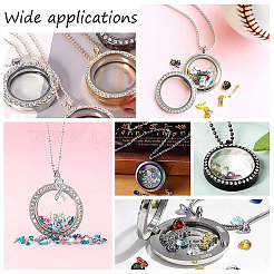 2Pcs 2 Colors Flat Round Stainless Steel Floating Lockets Connector Charms&nbsp;FIND-UN0001-84B
