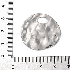 304ステンレスペンダント  テクスチャ  不規則なフラットラウンドいチャーム  ステンレス鋼色  29x30x2~2.5mm  穴：5x7.5mm&nbsp;STAS-L280-04P-01
