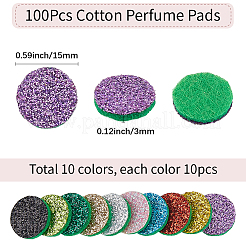 コットンパフュームパッド10セット  フラットラウンド  ミックスカラー  5/8x1/8インチ（1.5x0.3cm）  10個/セット&nbsp;FIND-SC0016-81