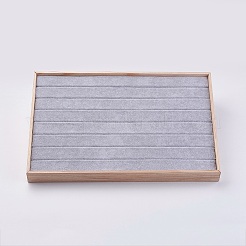 立方体木製リングディスプレイ  ベルベットで覆われた  ライトグレー  35x24x3.1cm&nbsp;RDIS-K002-01