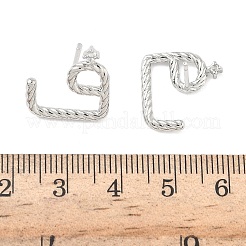 ツイスト真鍮マイクロパヴェクリアキュービックジルコニアスタッドピアス  ラックめっき  長持ちメッキ  カドミウムフリー＆鉛フリー  プラチナ  15.5x15.5mm&nbsp;EJEW-G452-05P