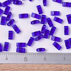 MIYUKIハーフティラビーズ  日本製シードビーズ  2の穴  （htl151)透明コバルト  5x2.3x1.9mm  穴：0.8mm  約2500個/100g&nbsp;SEED-J020-HTL151