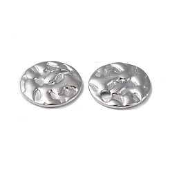 変色しない304ステンレススチールチャーム  テクスチャ  フラットラウンドのチャーム  ステンレス鋼色  10x1mm  穴：1.4mm&nbsp;STAS-C066-25P