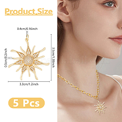 5Pcs Brass Micro Pave Clear Cubic Zirconia Pendants&nbsp;FIND-DC0006-36